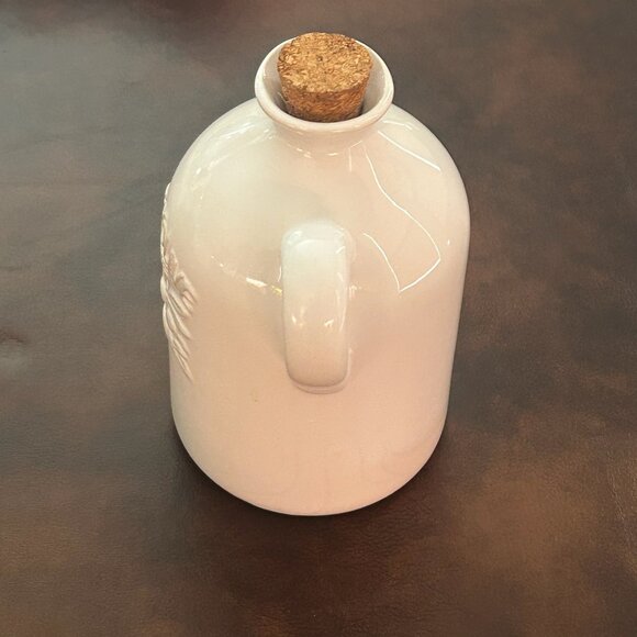 Vintage Italian Style Olive Oil Cruet Jug White Porcelain With Cork Stopper - Picture 7 of 8